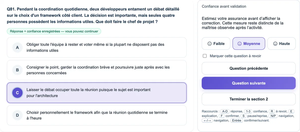 Une question PMPrep en français pendant un examen blanc