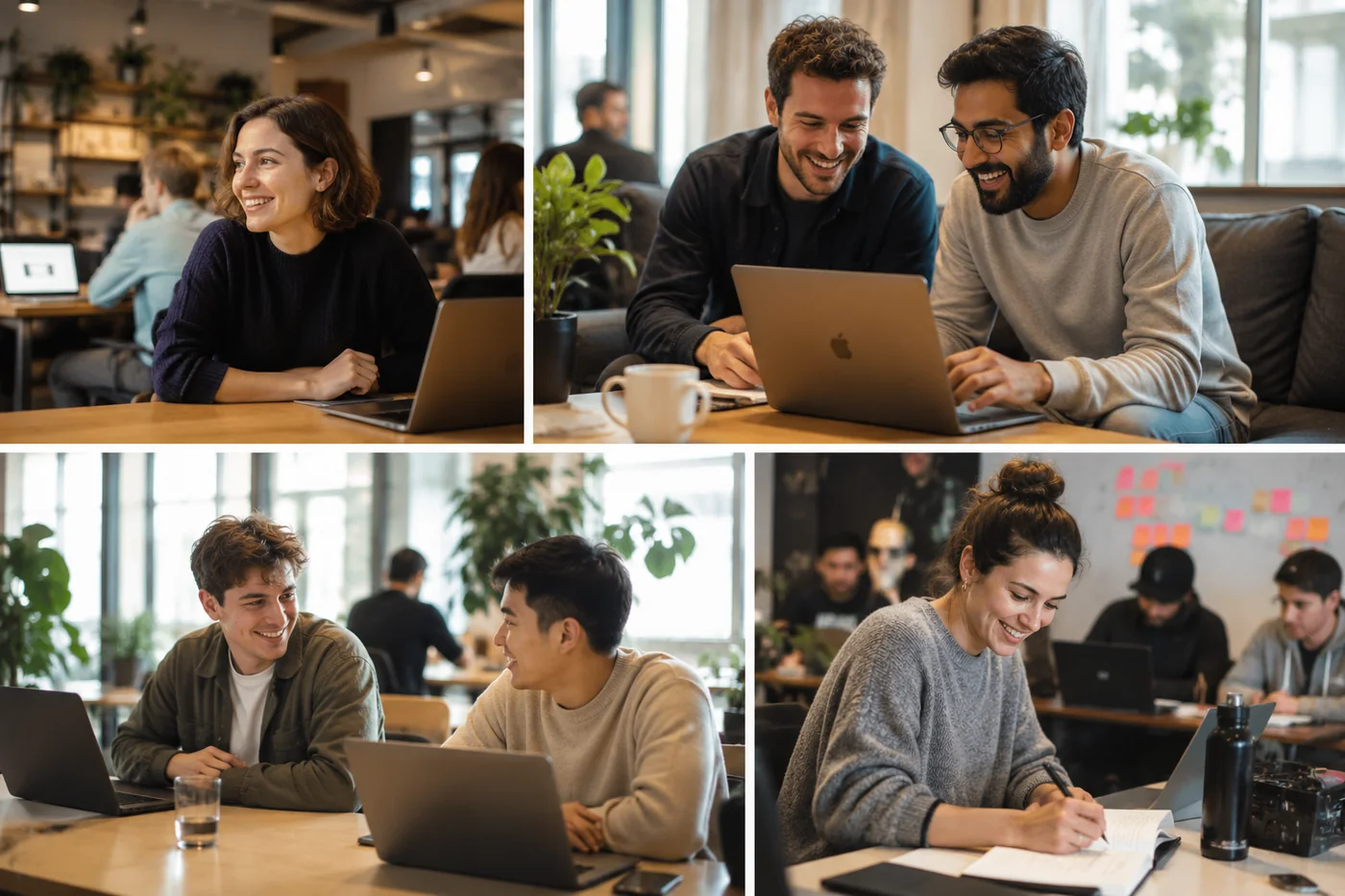 Quatre situations d'apprentissage : en solo, en binôme et en groupe sur ordinateur